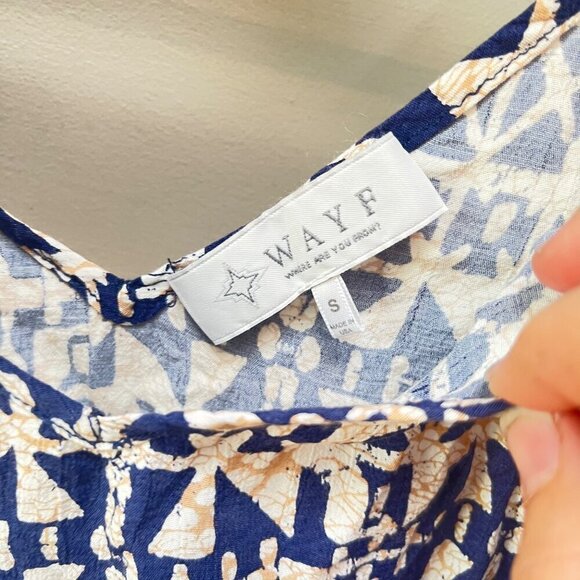 WAYF Blue geometric‎ print cropped tank top- Size S - Picture 2 of 4